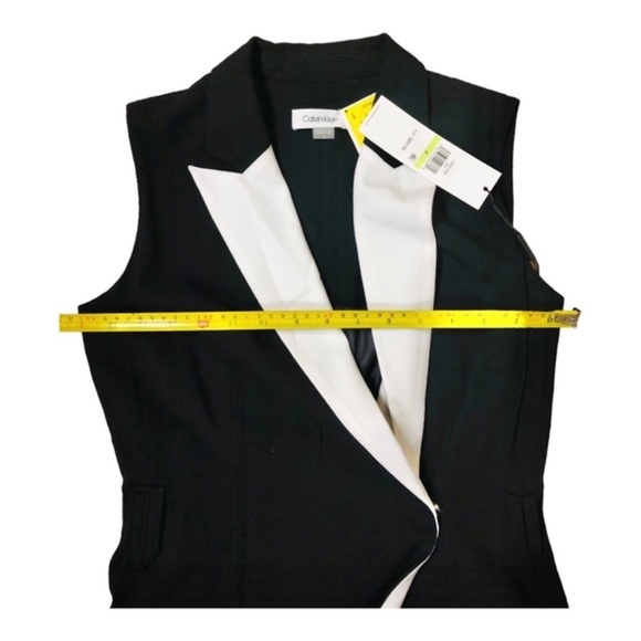 Calvin Klein black zip up white lapel tuxedo style sleeveless dress size‎ 4 new - Picture 13 of 16